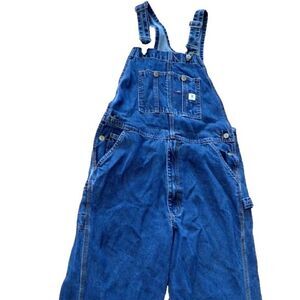 Fortress Products Men's Carpenter Bib Overalls sz 32X34 Work Blue Denim Pockets